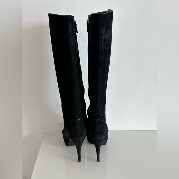 Louis Vuitton Black Suede Platform Boot Heels, Size 38.5 - Picture 7 of 9